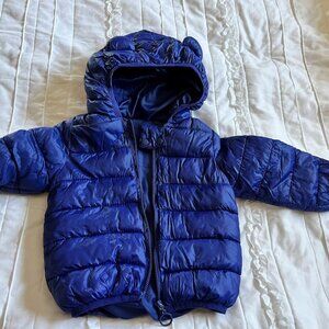 Baby 3D Hooded Eared bear coat puffer 12-18 mths blue